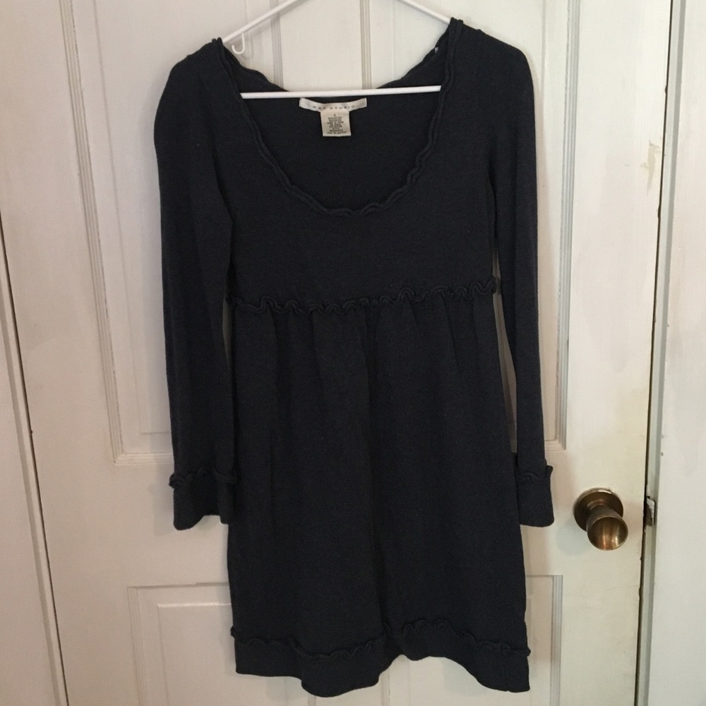 Blue sweater dress
